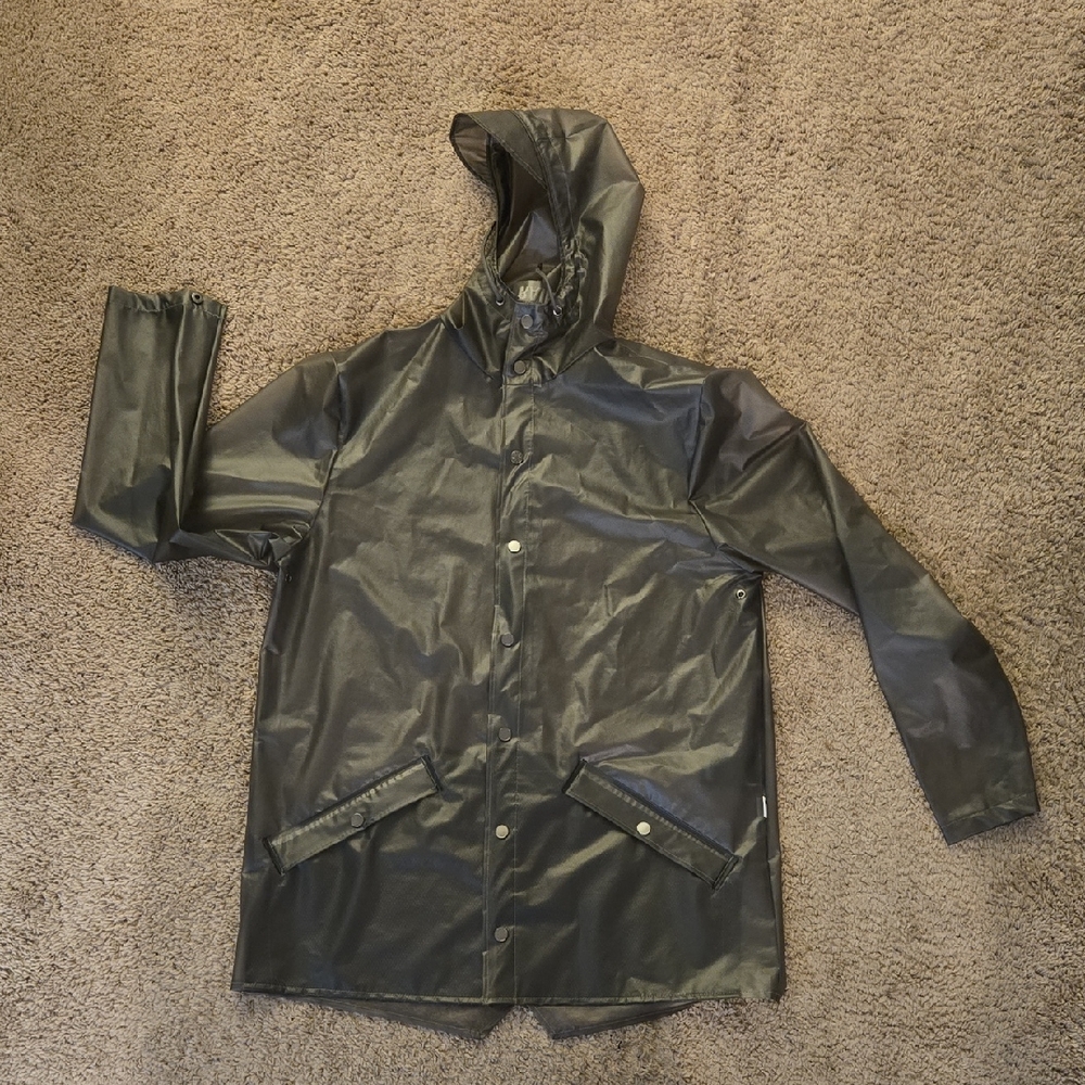 Unisex RAINS GreyHooded Rain Jacket